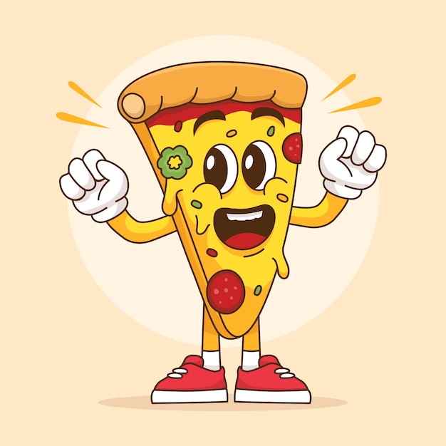 Free Vector hand drawn pizza cartoon illustration