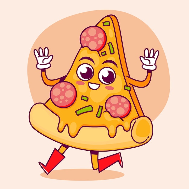 Free vector hand drawn pizza cartoon illustration