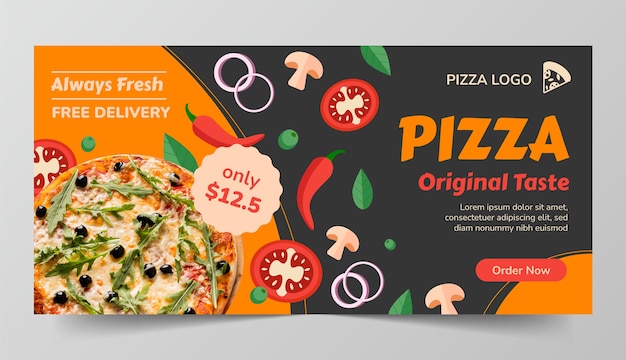 Free Vector hand drawn pizza horizontal banner