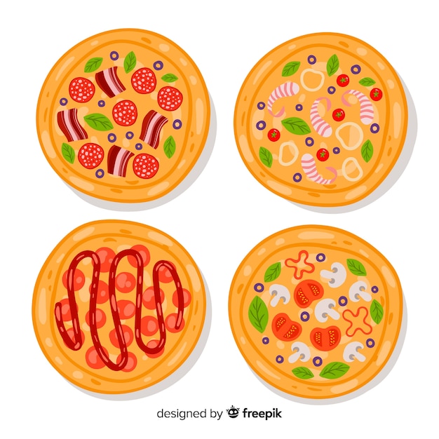 Hand drawn pizza set