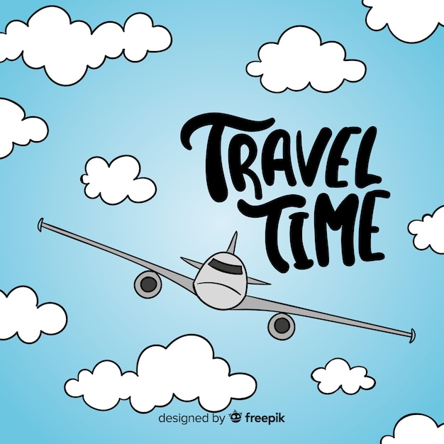 Free Vector hand drawn plane travel background