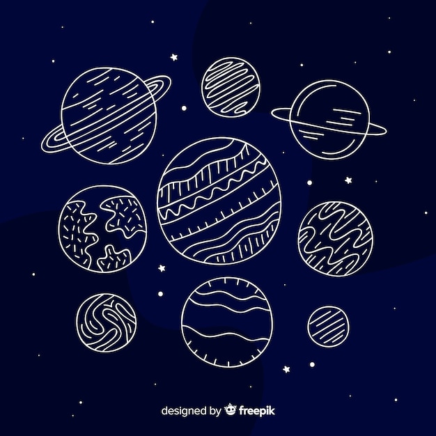 Free vector hand drawn planet collection