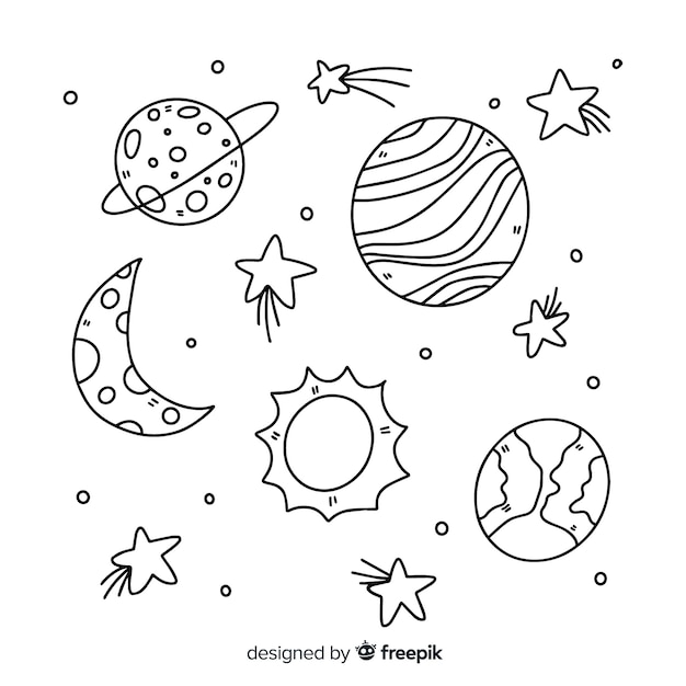 Hand drawn planet collection