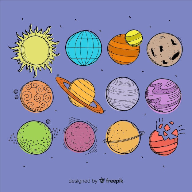 Free Vector hand drawn planet collection