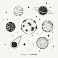 Free vector hand drawn planet collection