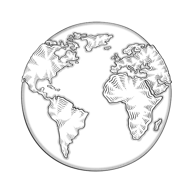 Free vector hand drawn planet earth drawing illustration