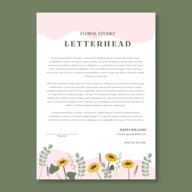 Free Vector hand drawn plants florist job letterhead