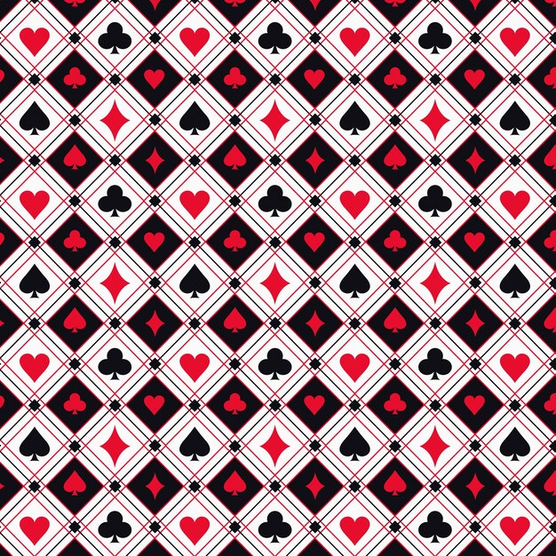 Hand drawn playing cards pattern