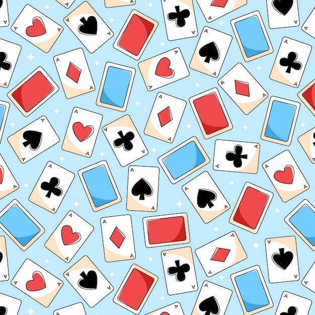 Free Vector hand drawn playing cards pattern