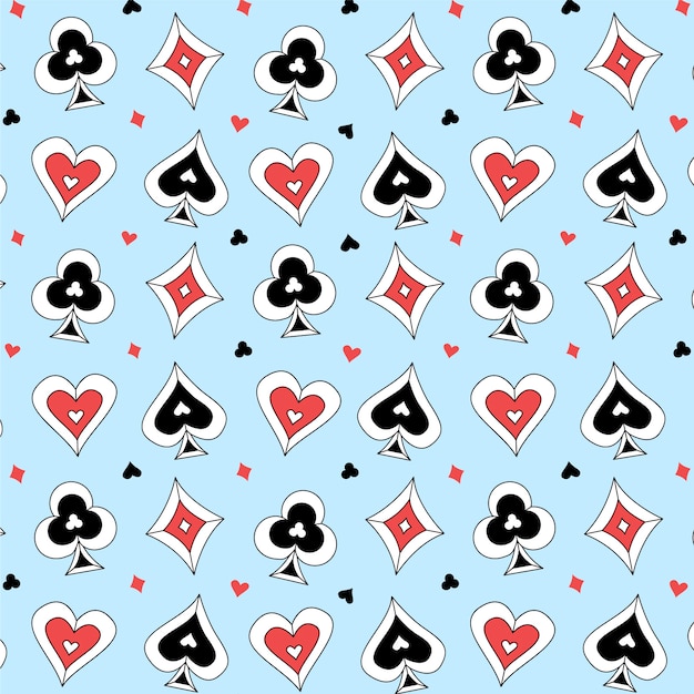 Free Vector hand drawn playing cards pattern