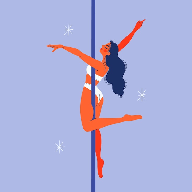 Hand drawn pole dance illustration