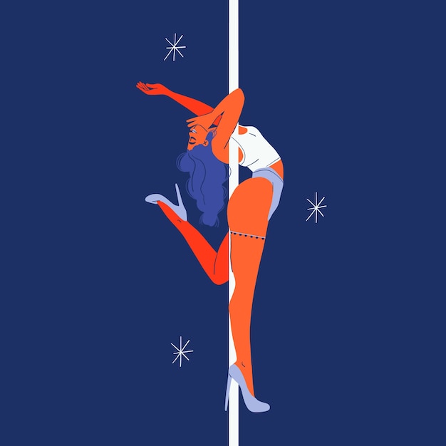 Hand drawn pole dance illustration