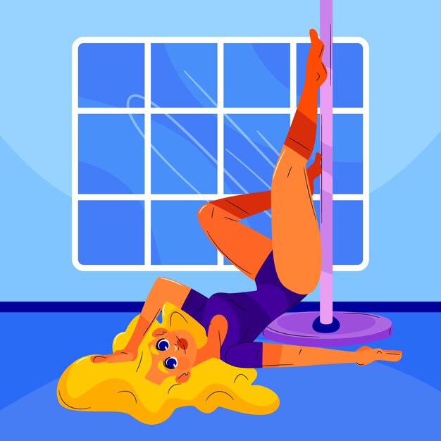 Hand drawn pole dance illustration