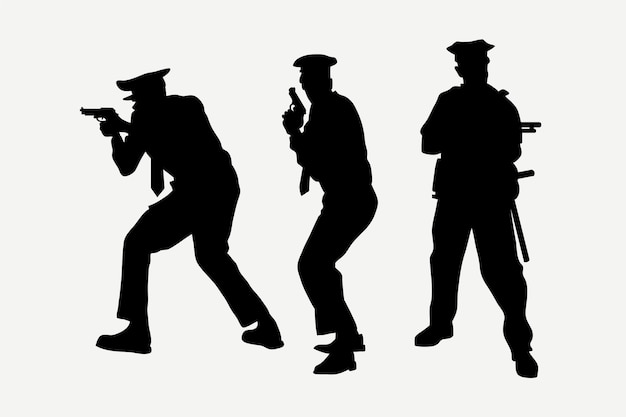 Hand drawn policeman silhouette