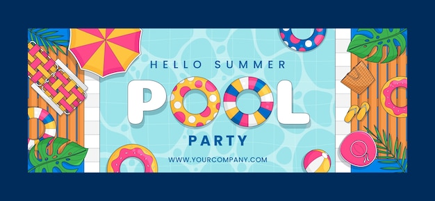 Free Vector hand drawn pool party facebook cover