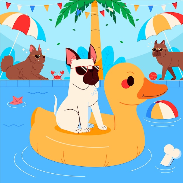 Free Vector hand drawn pool party illustration