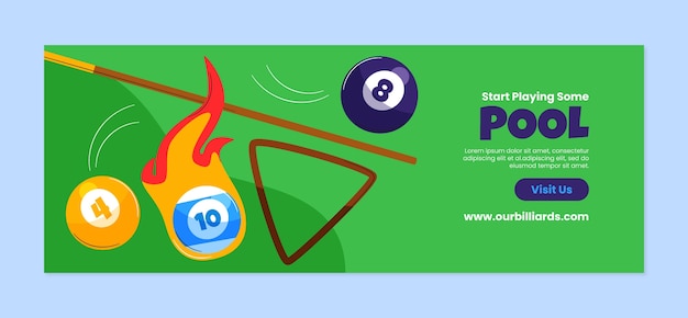 Free Vector hand drawn poolroom  facebook cover template