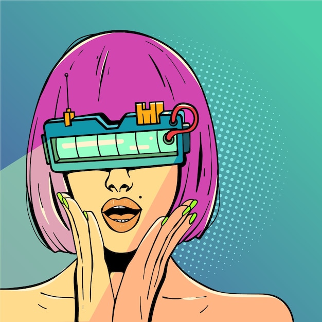 Free vector hand drawn pop art and technology illustration