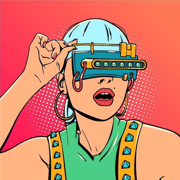 Hand drawn pop art and technology illustration