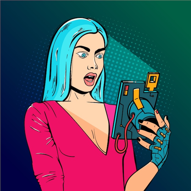 Hand drawn pop art and technology illustration