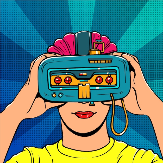 Free Vector hand drawn pop art and technology illustration