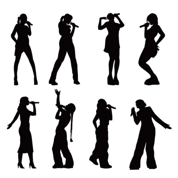 Hand drawn pop singer silhouette