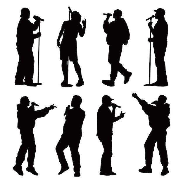 Hand drawn pop singer silhouette