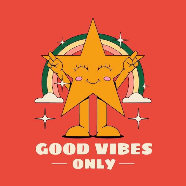 Hand drawn positive vibes illustration