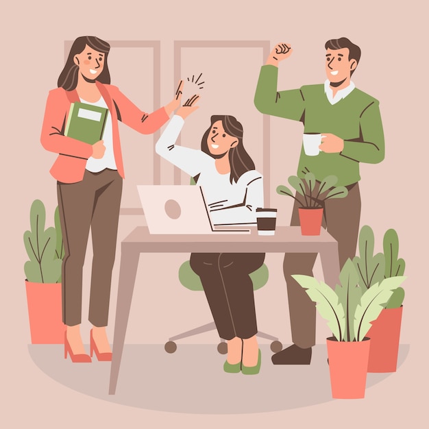 Free Vector hand drawn positive working environment illustration