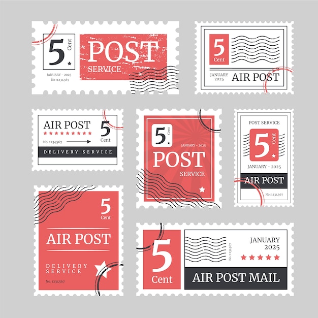 Free vector hand drawn postage stam set