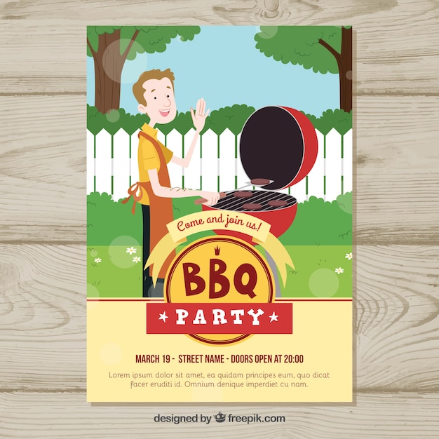 Free vector hand drawn poster for a bbq party