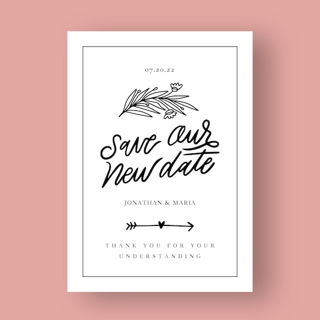 Free Vector hand drawn postponed wedding card