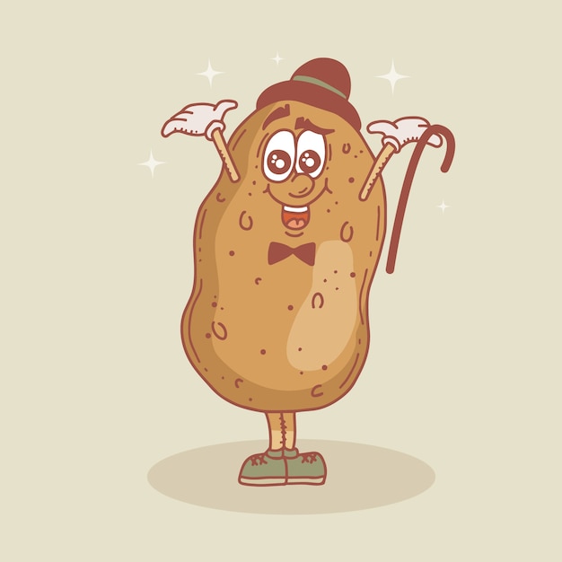 Hand drawn potato cartoon illustration