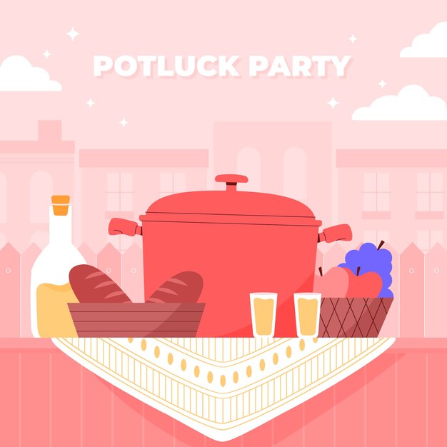 Hand drawn potluck illustration