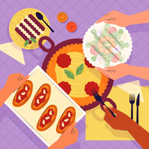 Free Vector hand drawn potluck illustration