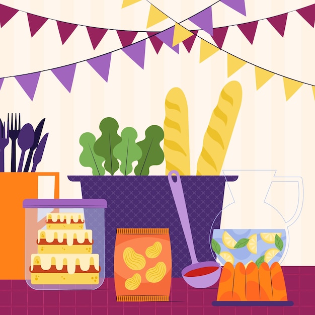 Free Vector hand drawn potluck illustration