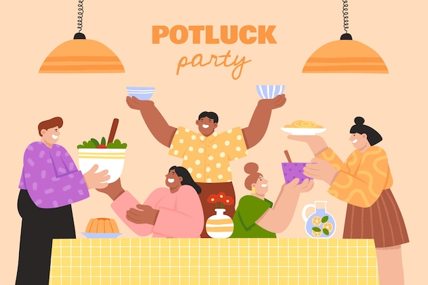 Hand drawn potluck illustration