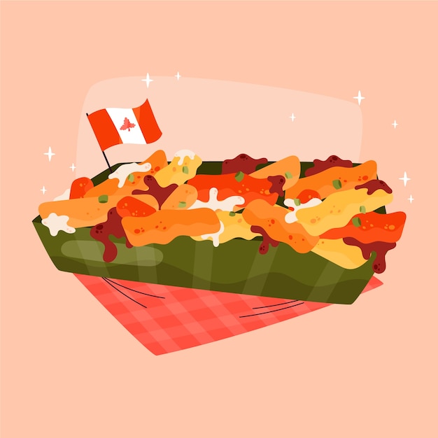 Hand drawn poutine illustration