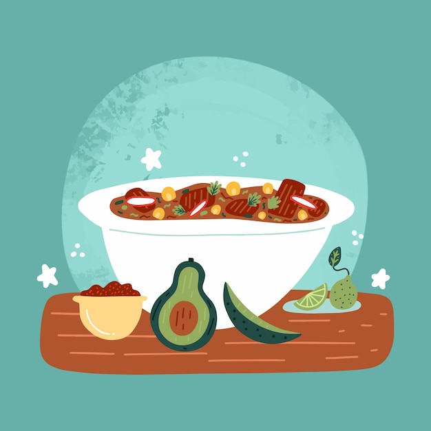 Free Vector hand drawn pozole illustration