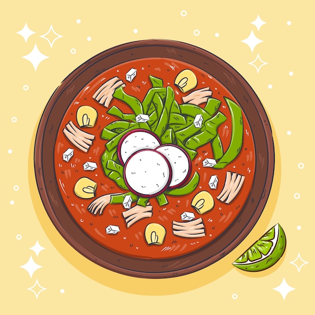 Free Vector hand drawn pozole illustration