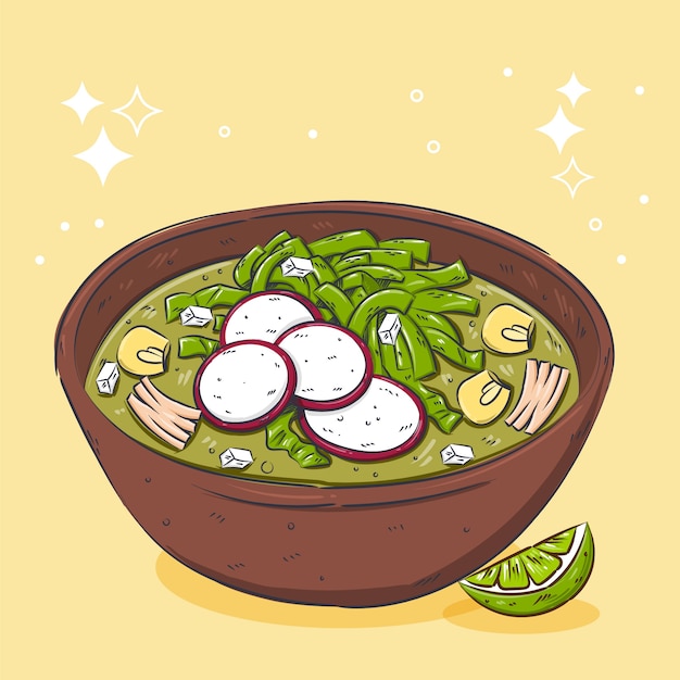 Hand drawn pozole illustration