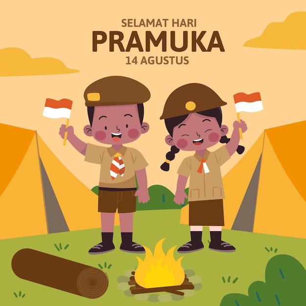 Hand drawn pramuka day illustration