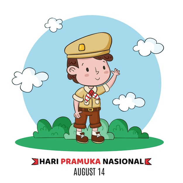 Hand drawn pramuka day illustration