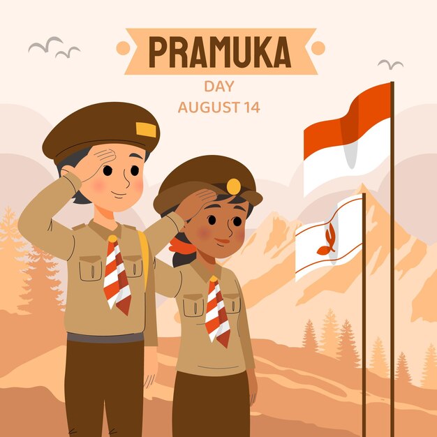 Hand drawn pramuka day illustration