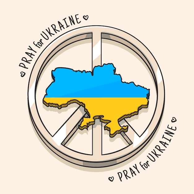 Free vector hand drawn pray for ukraine illustration