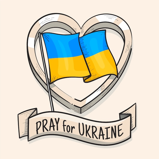 Hand drawn pray for ukraine illustration