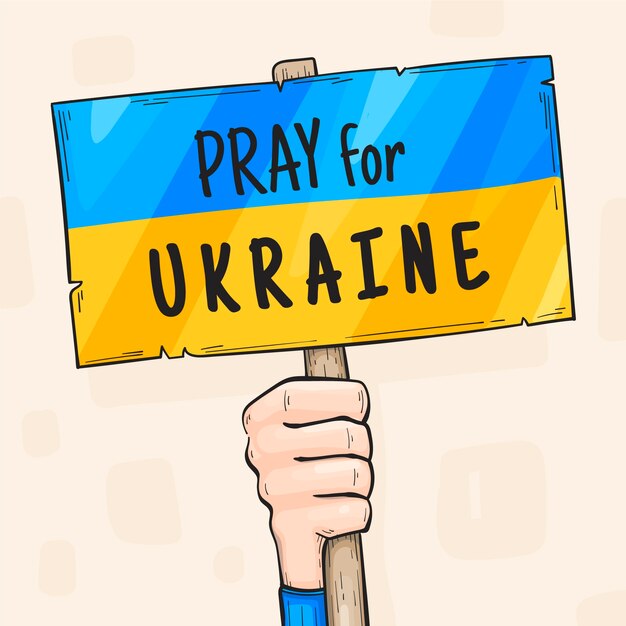 Hand drawn pray for ukraine illustration