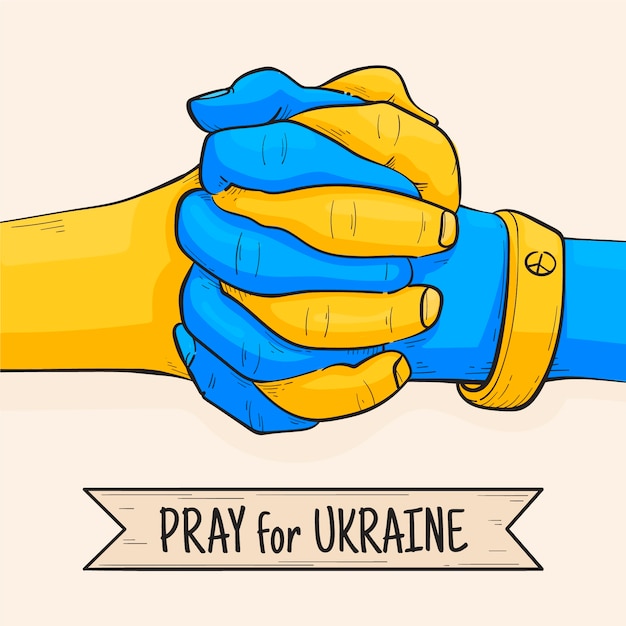 Free vector hand drawn pray for ukraine illustration