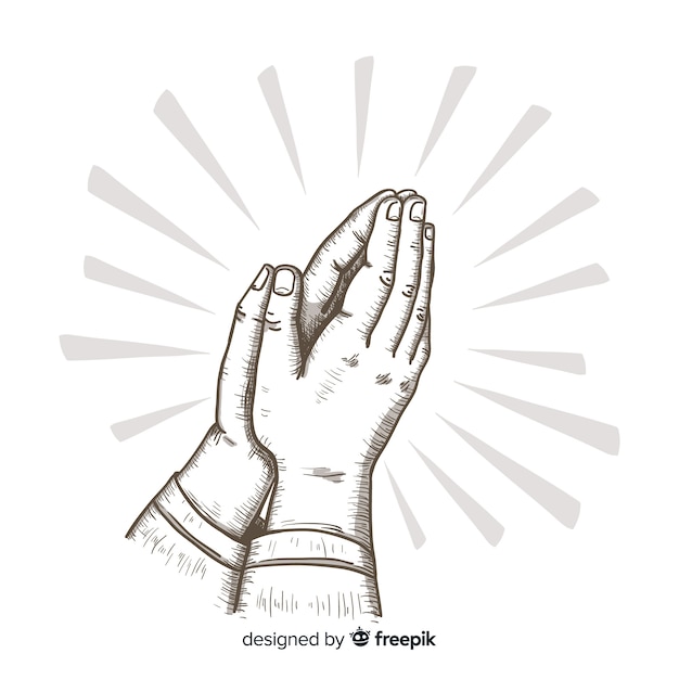 Free vector hand drawn praying hands background