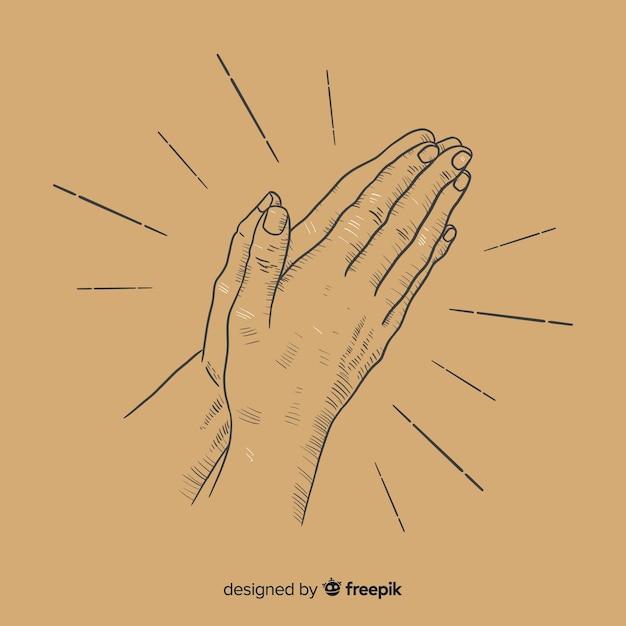 Hand drawn praying hands background